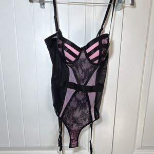 3pc Oh la la Cheri Sophie B Lace Mesh Bustier Lot Size L Black Pink Red Gray